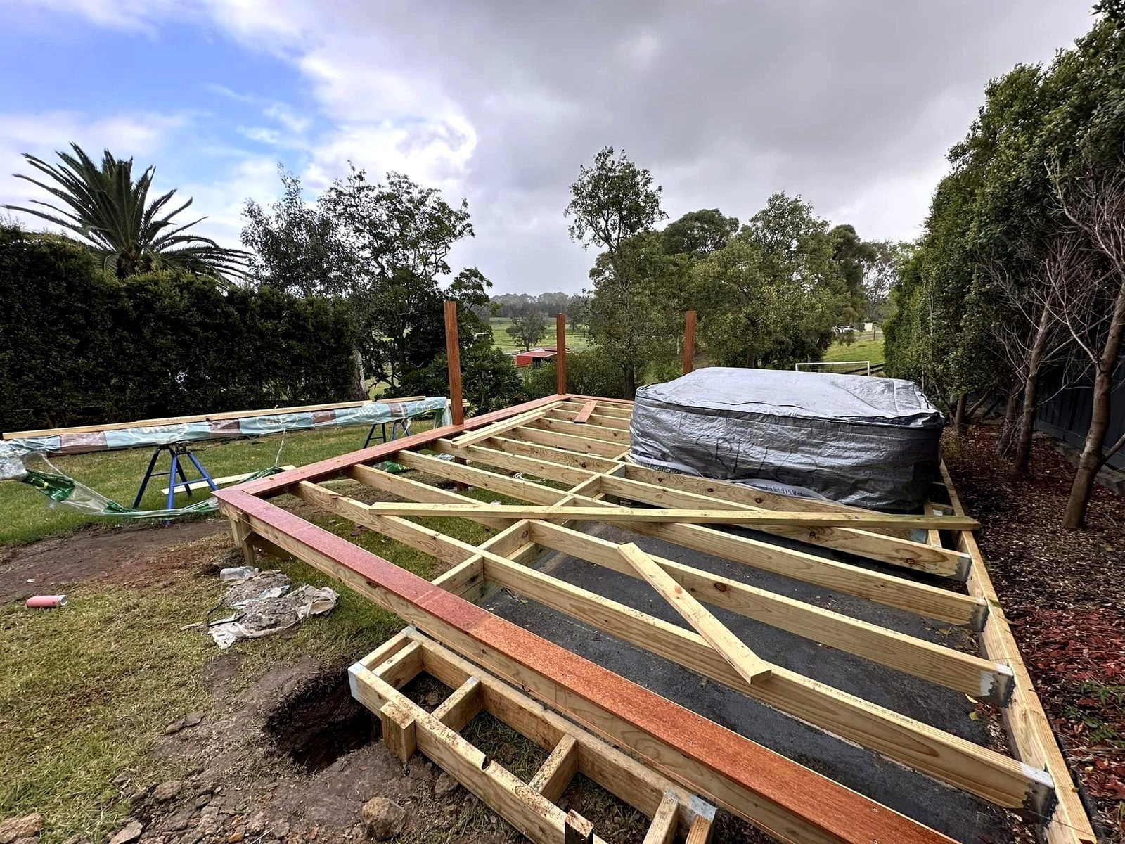 The frame, before the boards